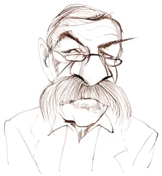 Günter Grass, deutscher Romanautor, Dichter, Dramatiker und Künstler; Karikatur